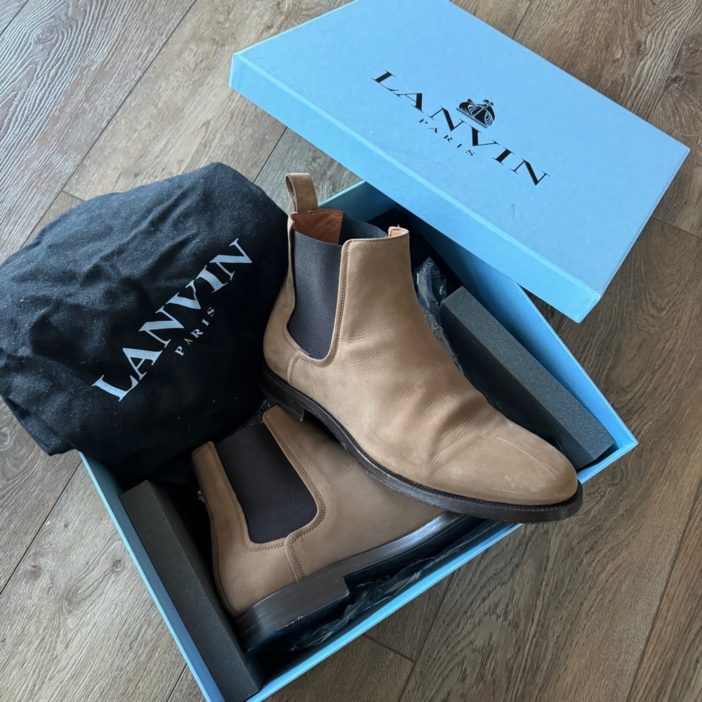 Lanvin Men’s Chelsea Brown Suede Boots Size EU 43 / US 10
